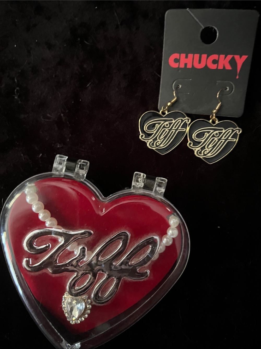 Bride of Chucky Tiffany Earrings & Necklace set
